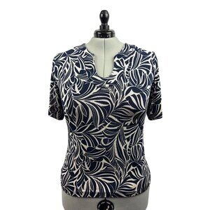 Women’s Chico’s Travelers Size 2XL Navy & White Patterned Short Sleeve Shirt